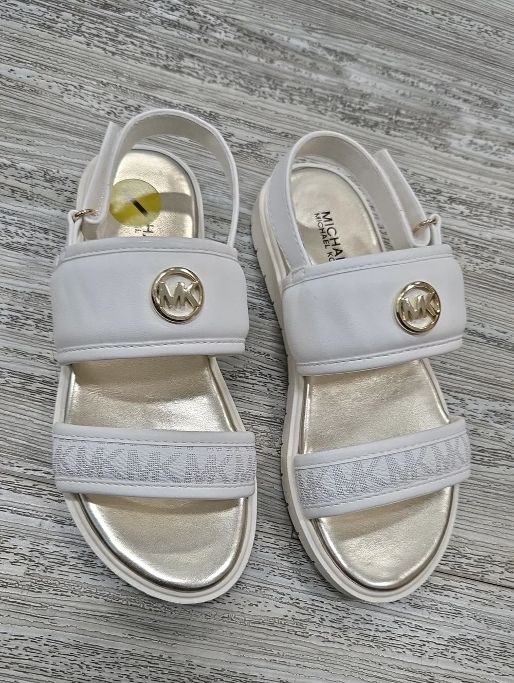 MICHAEL Michael Kors White MK Logo Slingback Sandals Girls New Size 1 Fashion